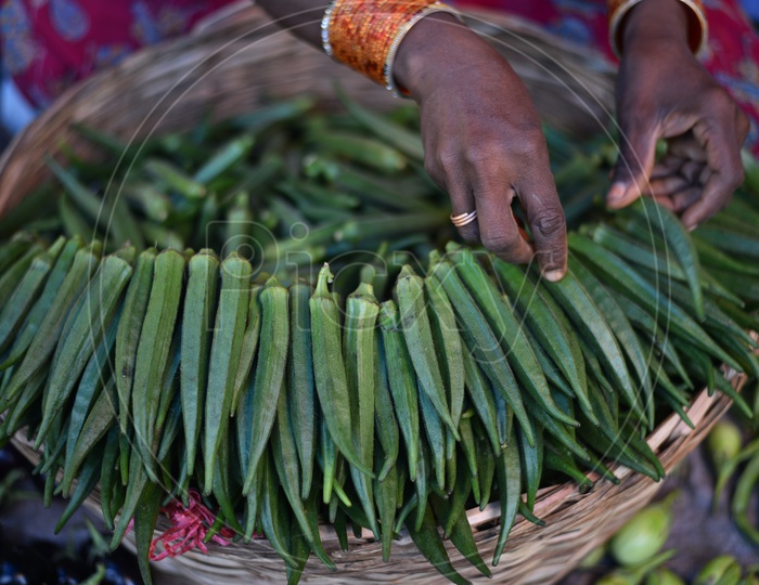Ladys Finger at Local Vegetable Market/Rythu Bazar