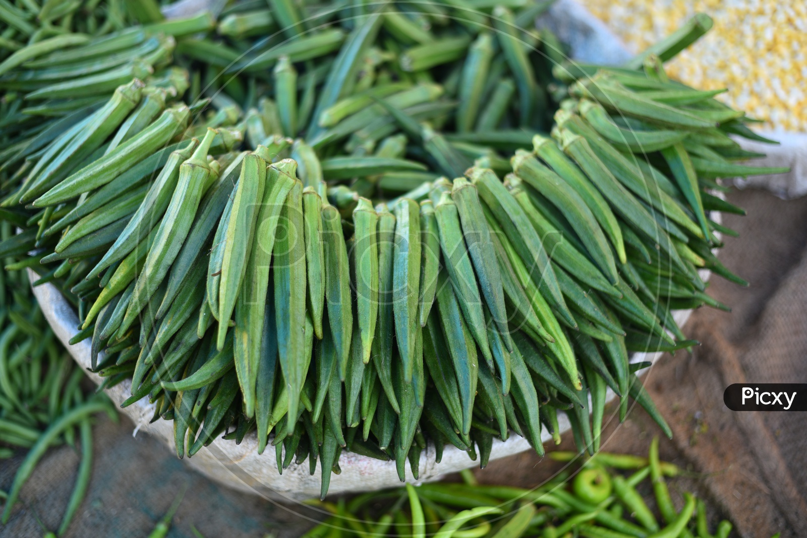 Vegetables - Ladys Finger at Local Market/Rythu Bazar