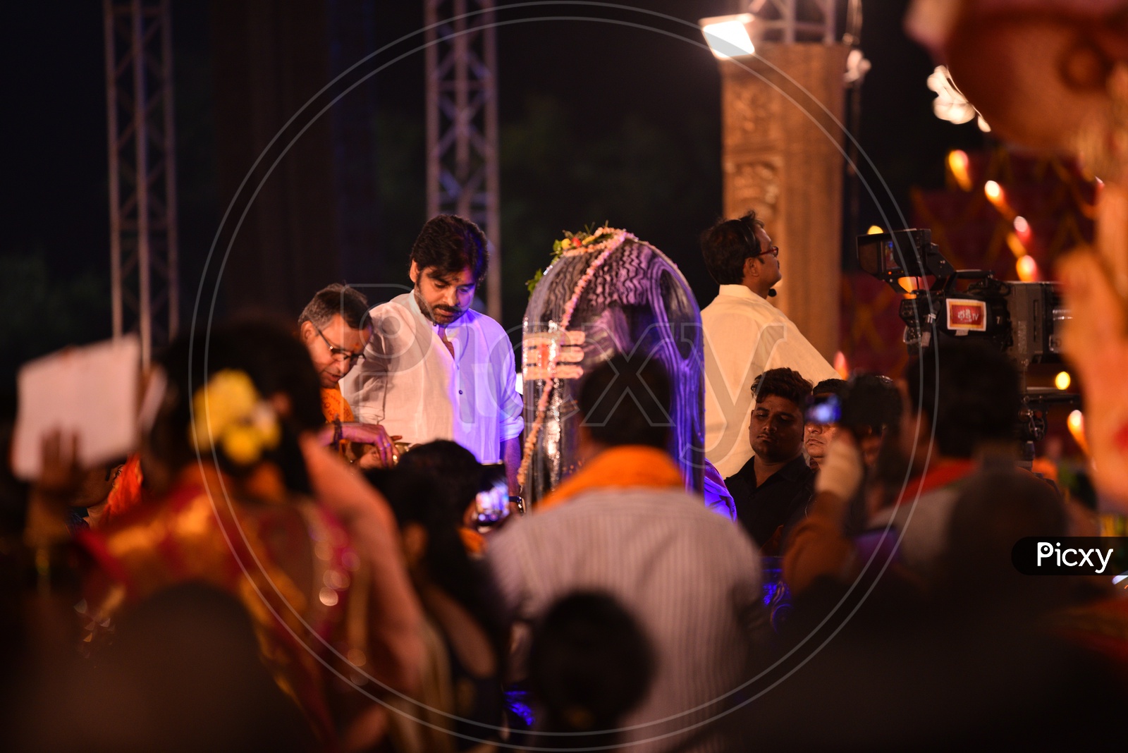 Actor Pawan Kalyan Worshiping Lord Shiva at Koti Deepotsavam -