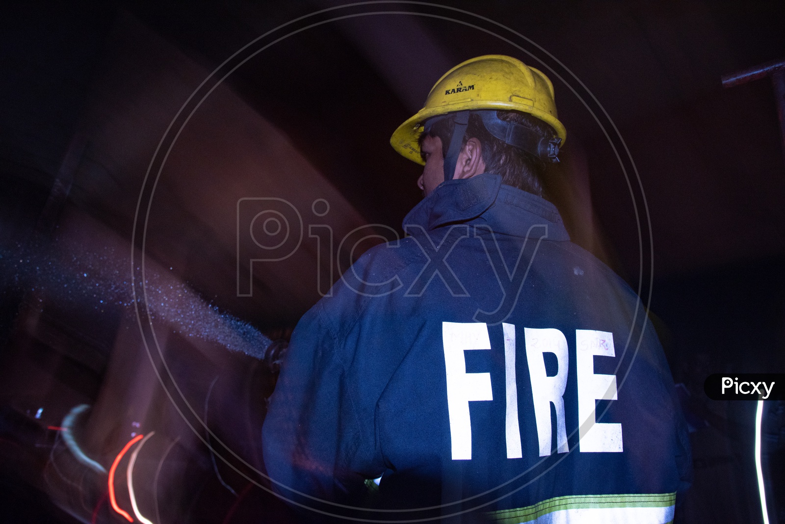 Fire Man  Fighting to Control  a Fire Mishap