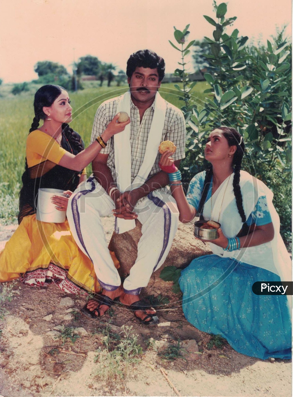 Mega Star Chiranjeevi, Actress Radha and Vijayashanti movie stills from Kondaveeti Raja