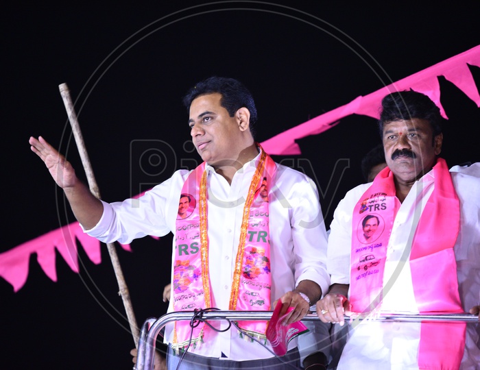 Kalvakuntla Taraka Rama Rao, KTR, Interim Minister of IT, Panchayat Raj, Govt of Telangana during Election Campaign for Telangana Assembly Elections 2018.