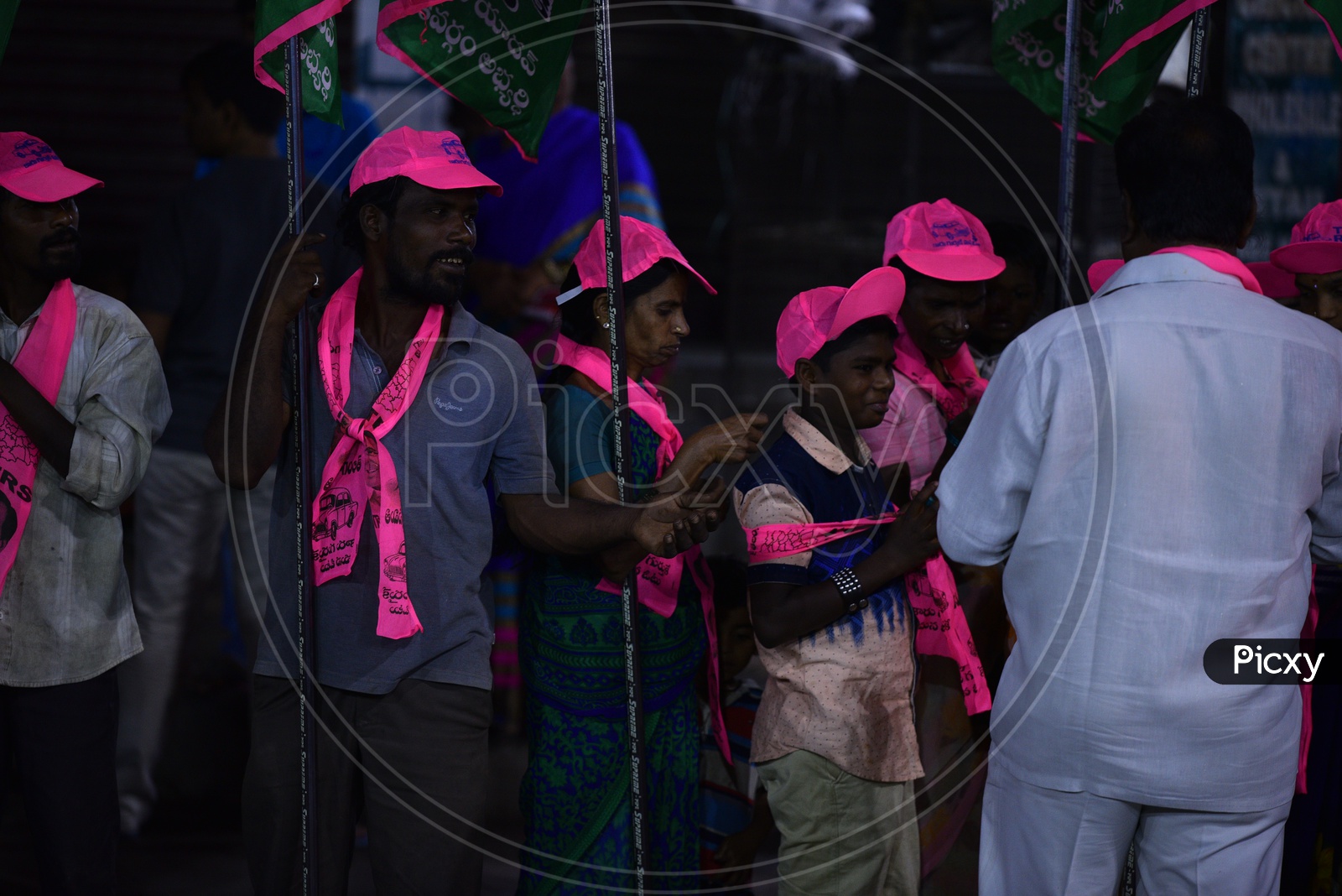 Supporters of TRS at Election Campaign for Telangana Assembly Elections 2018.