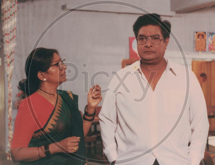 Sharada Actress and Kaikala Sathyanarayana Movie Stills from  Amma Rajeenama Telugu Movie