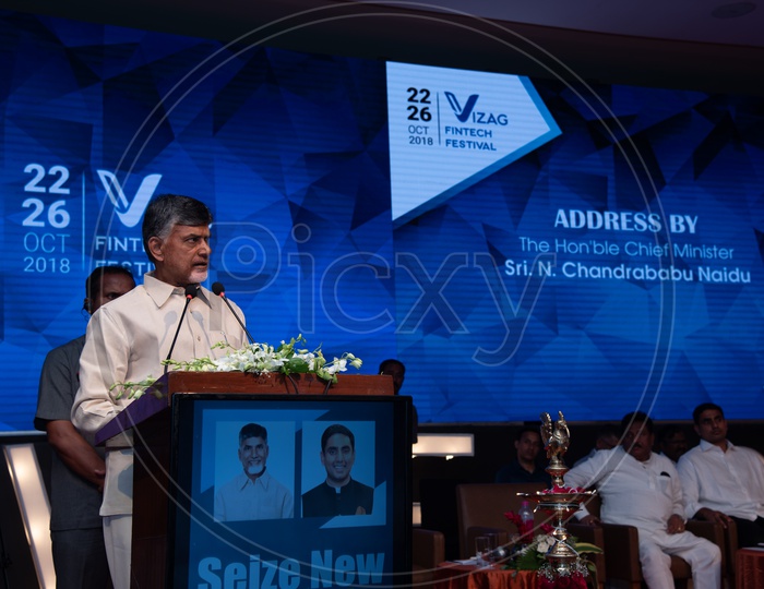Nara Chandrababu Naidu Honorable Cheif Minister Andhra Pradesh State, Speaking At Vizag FINTECH  Festival 2018