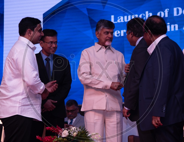 Nara Chandrababu Naidu Honorable Cheif Minister Andhra Pradesh State and Nara Lokesh, At Vizag FINTECH  Festival 2018