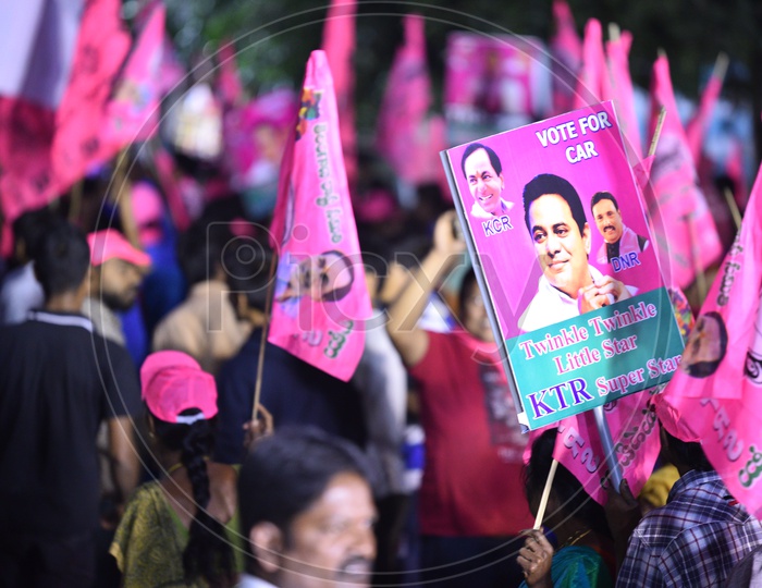 KTR / TRS Party Placards / TRS  Flags During Election Campaign 2018