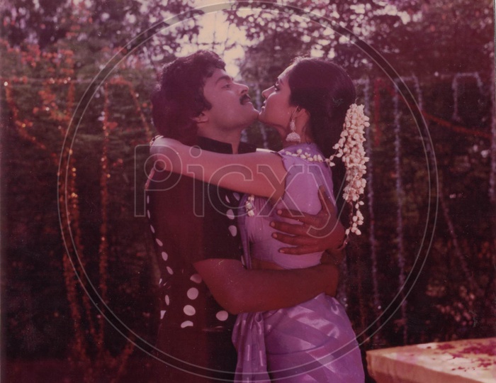 MegaStar Chiranjeevi and Actress Madhavi Movie Stills from Chattamtho Poratam Telugu Movie