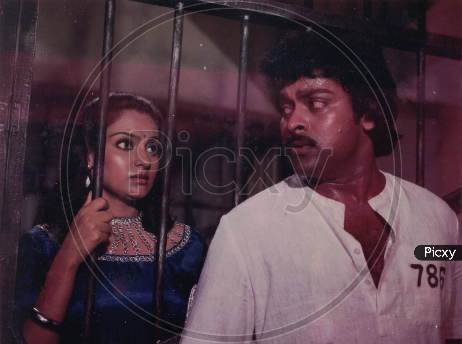 Actor Chiranjeevi & Actress Madhavi in Chattamtho Poratam Telugu Movie