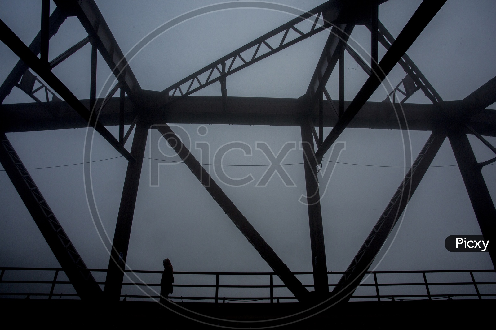 Foggy Mornings Of Varanasi / Foggy Views Of Railway Bridge Over River Ganga in Varanasi