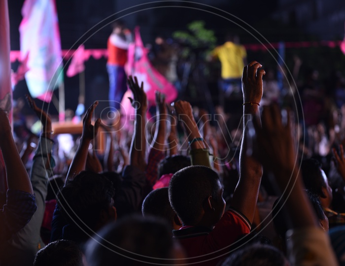 People Cheering The Election Campaign Rally During the Election Campaign by TRS Party 2018