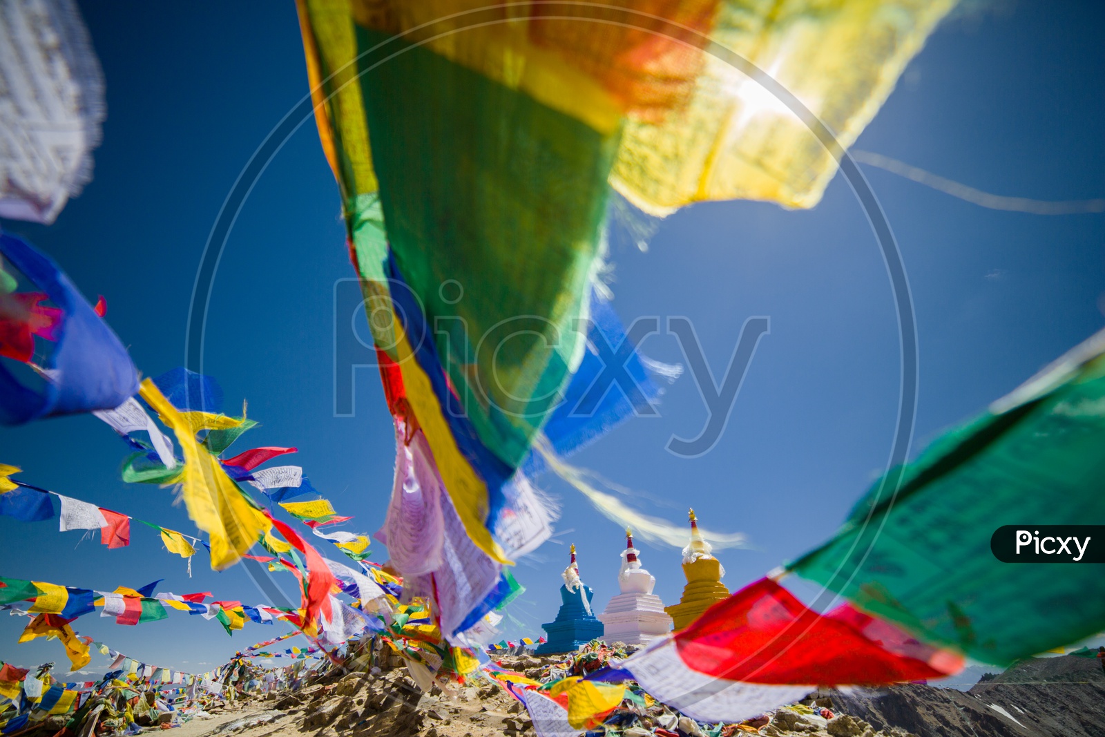 Shanti Stupa in Leh / Montesry in Leh/ Montesry Flags in Leh