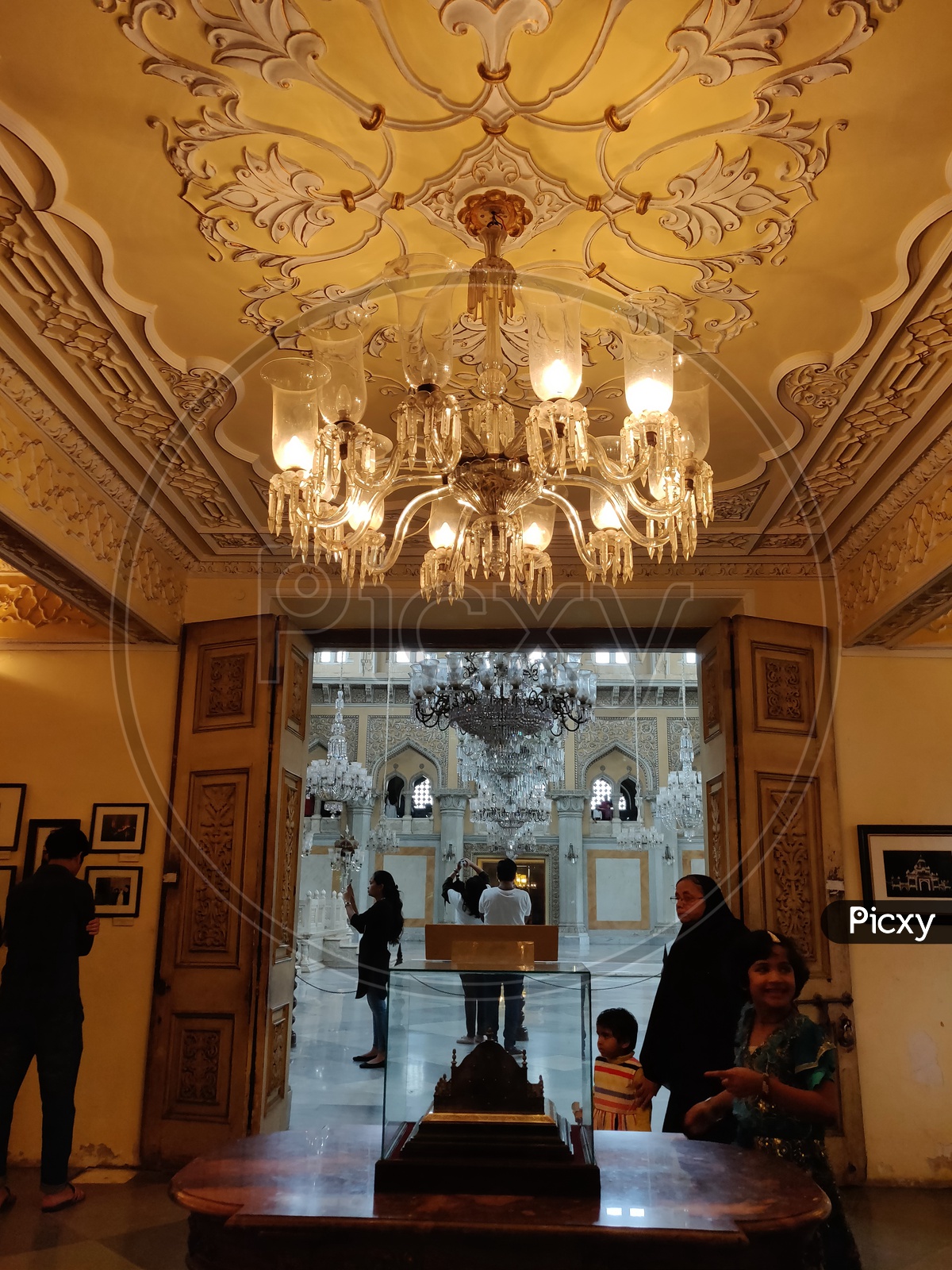 Interiors of Chowmahalla Palace  with Chandeliers