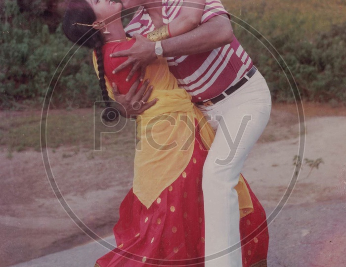 Mega star Chiranjeevi and Actress Sumalata Movie Stills from Chattamtho Poratam Telugu Movie