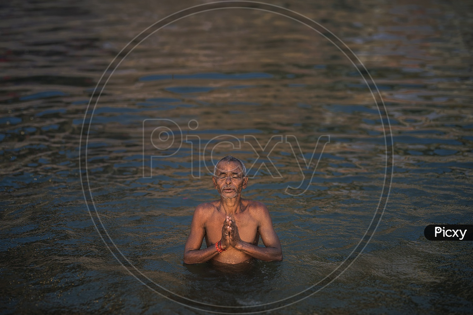 Piligrims Taking Holy Bath in River Ganga at  Varanasi