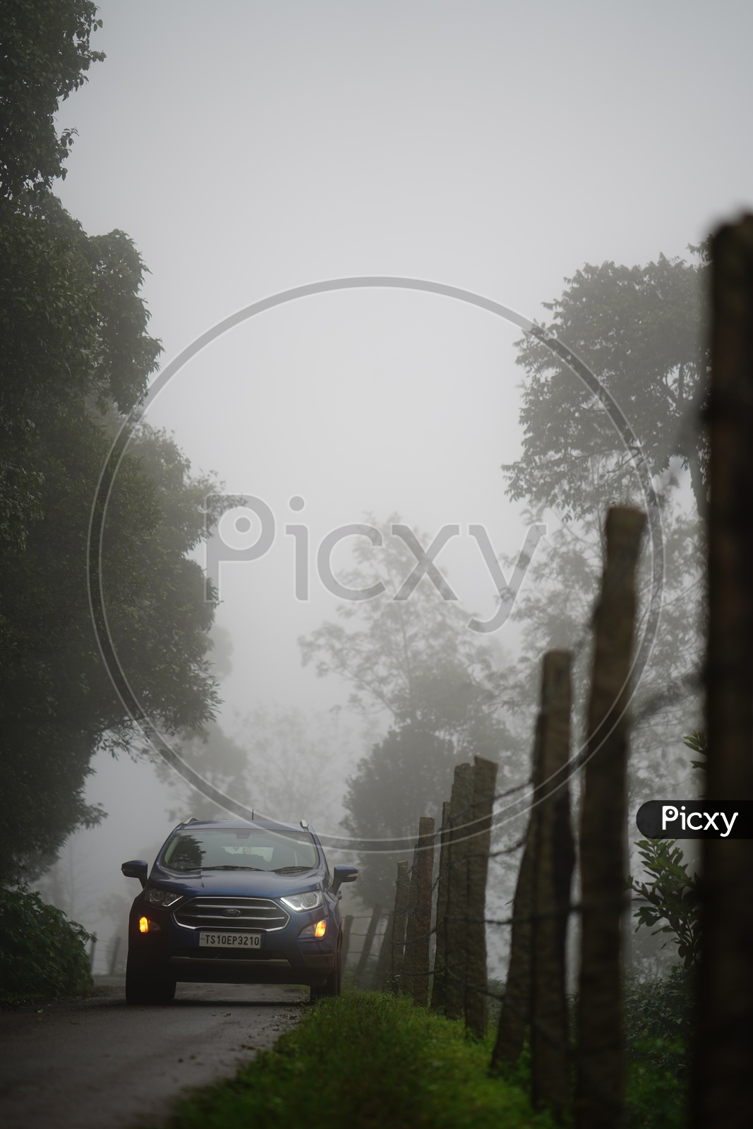 Commuting Car in a Foggy Morning at Chickmangalur / Commuting Roads Chickmangalur