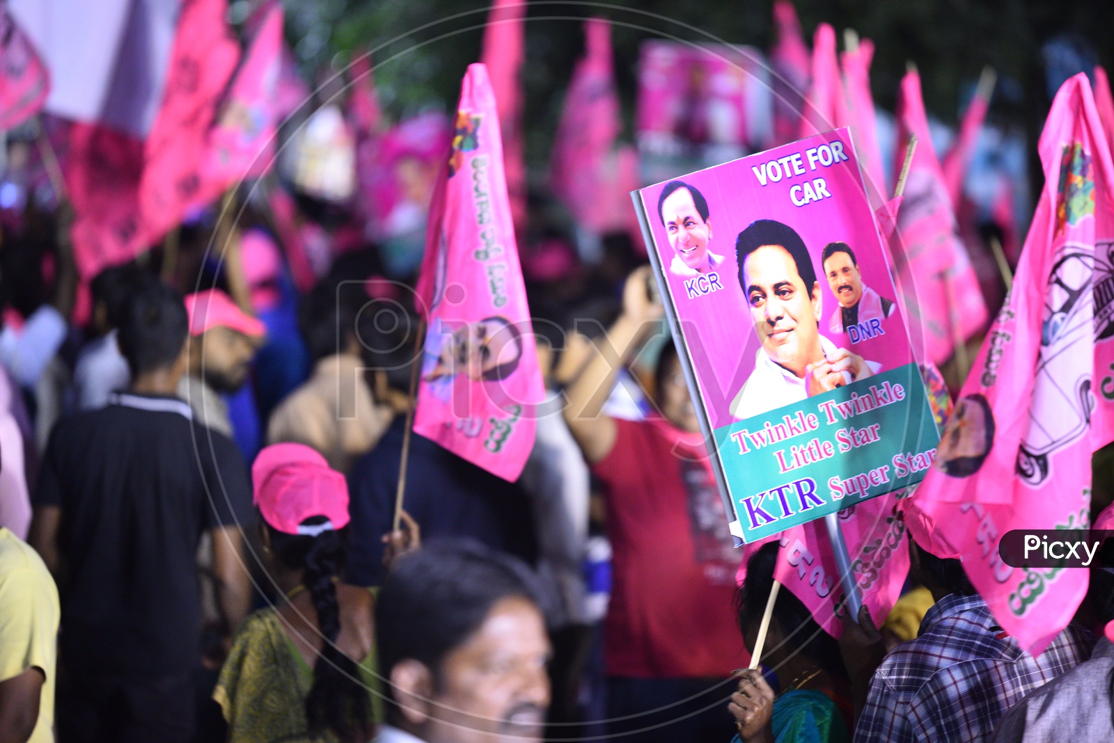 KTR / TRS Party Placards / TRS  Flags During Election Campaign 2018
