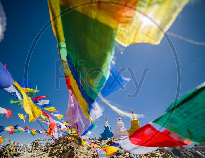 Shanti Stupa in Leh / Montesry in Leh/ Montesry Flags in Leh