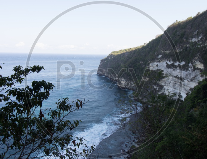 Beach with Mountains in Bali / Beach Landscape