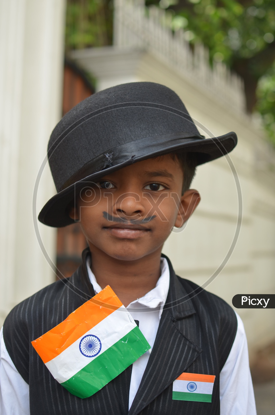 Boy Child Smiling Faces  / Indian Children Smiling Faces / Indian Boy Wearing National Flag on Independece day