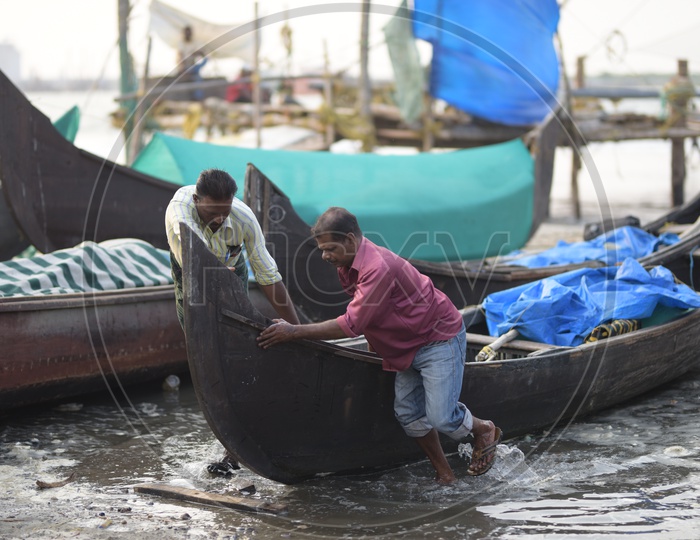 Fishermen at work - Kochi Beach