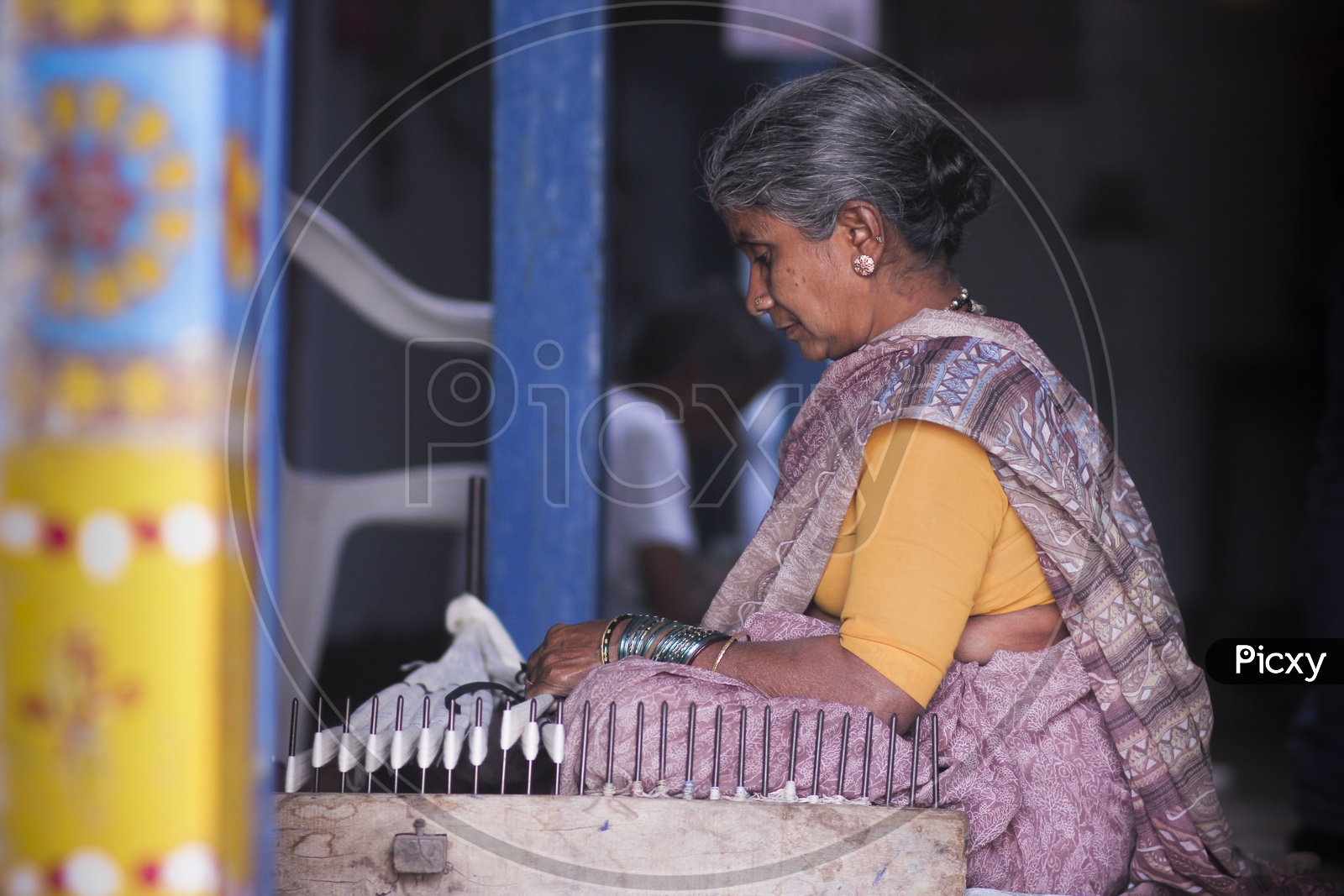 Weaver at work - Dyeing Pochampally
