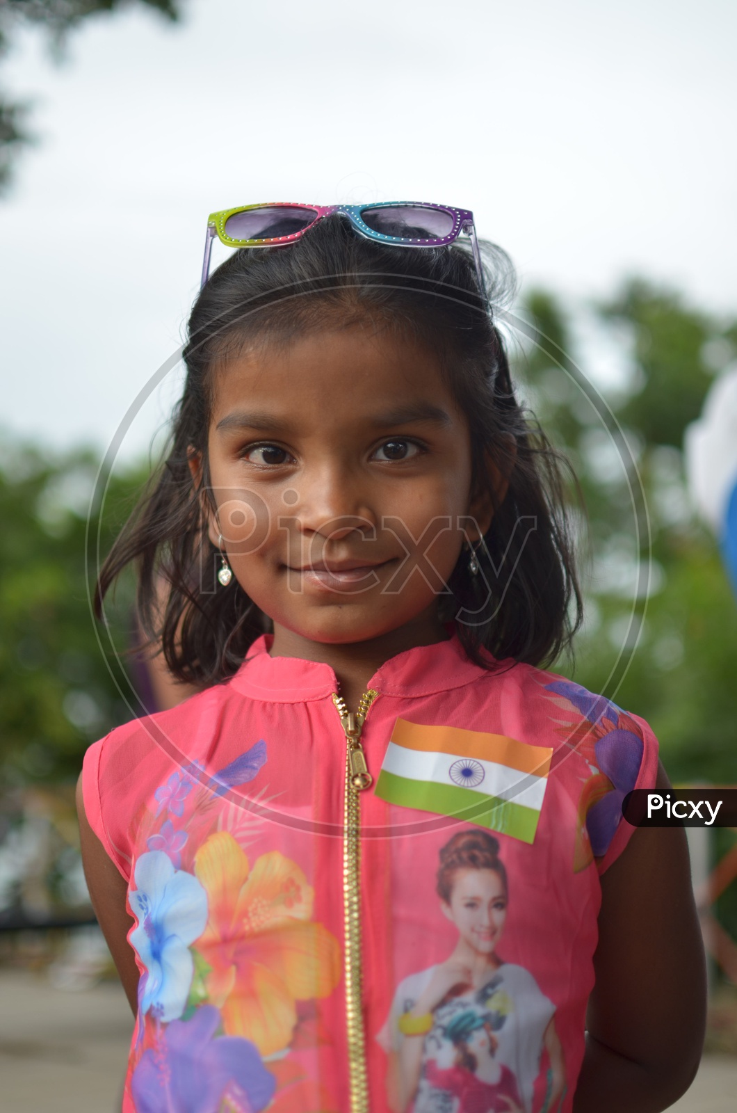 Girl child smiling face / Indian Children Smiling Faces / Childrens Wearing Indian Flag on Indipendence Day