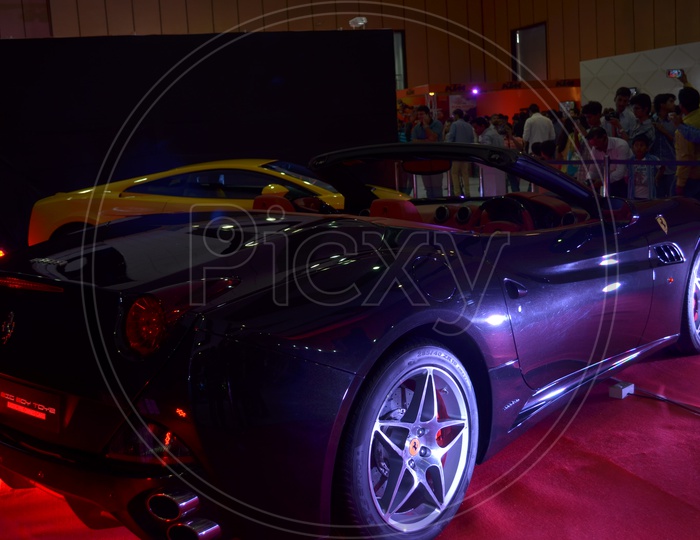 Ferari California T in Hyderabad International Auto Show at Hitex Exhibition Centre, Madhapur