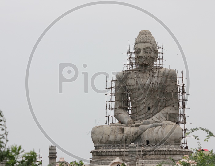 Construction of Buddha Statue at Amaravati, Andhra Pradesh, India
