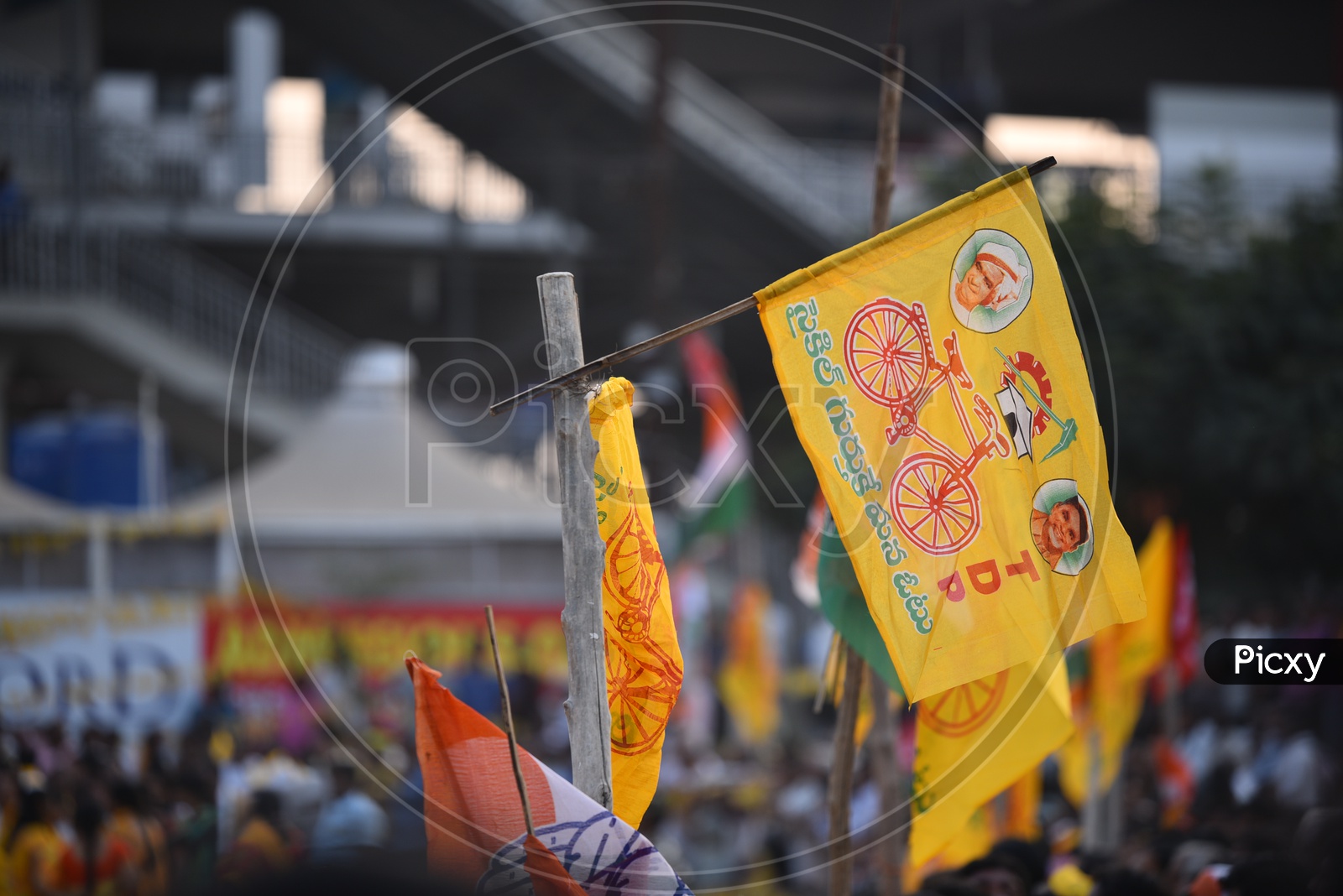 TDP Supporters In a Public Meeting / TDP Party Flags / People Cheering TDP in Public Meetings / Election Campaigns By MAHAKUTAMI in Telangana