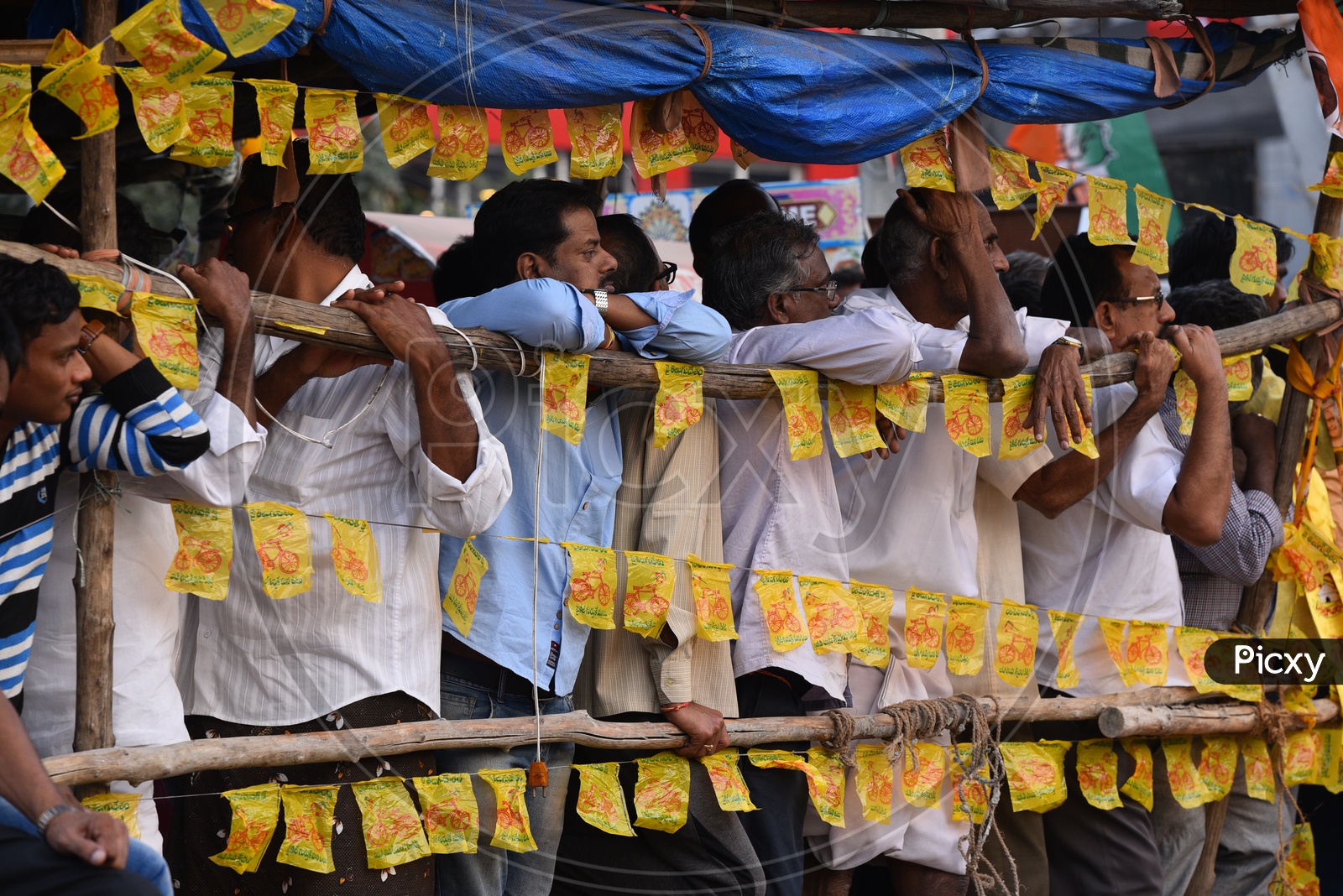 TDP Supporters In a Public Meeting / TDP Party Flags / People Cheering TDP in Public Meetings / Election Campaigns By MAHAKUTAMI in Telangana