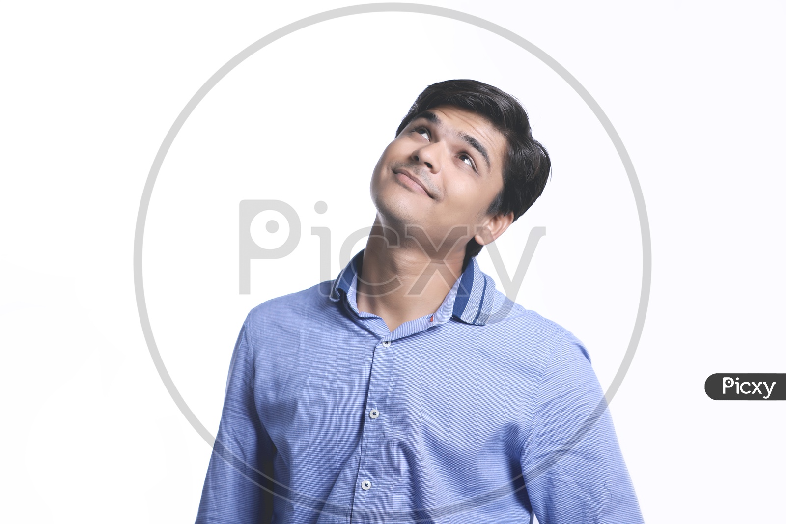 Young Indian College Student Thinking, Indian Male Model on White Background