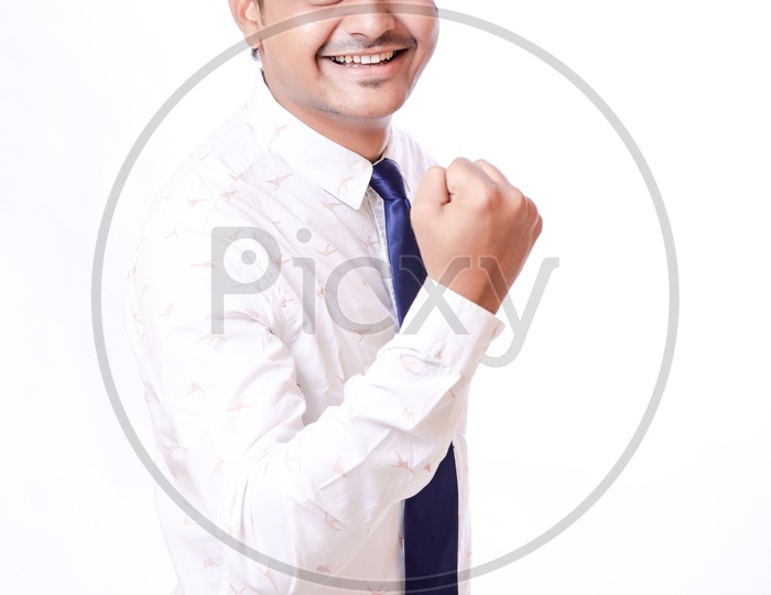 Portrait Of A Confident Young man in Formal wear  With Expression   On An Isolated  White  Background