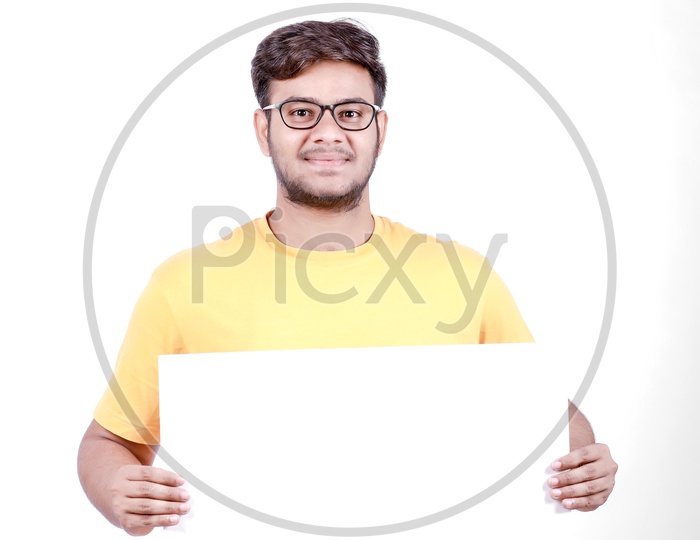 Young Indian Model Showing Blank Poster