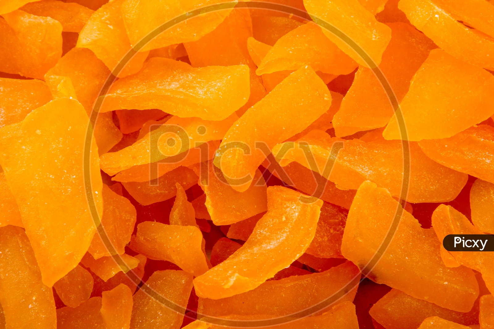 Dried Mango Slices Composition Shot Forming a Background