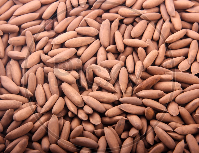 Pine Nuts Composition Shot Forming a Background