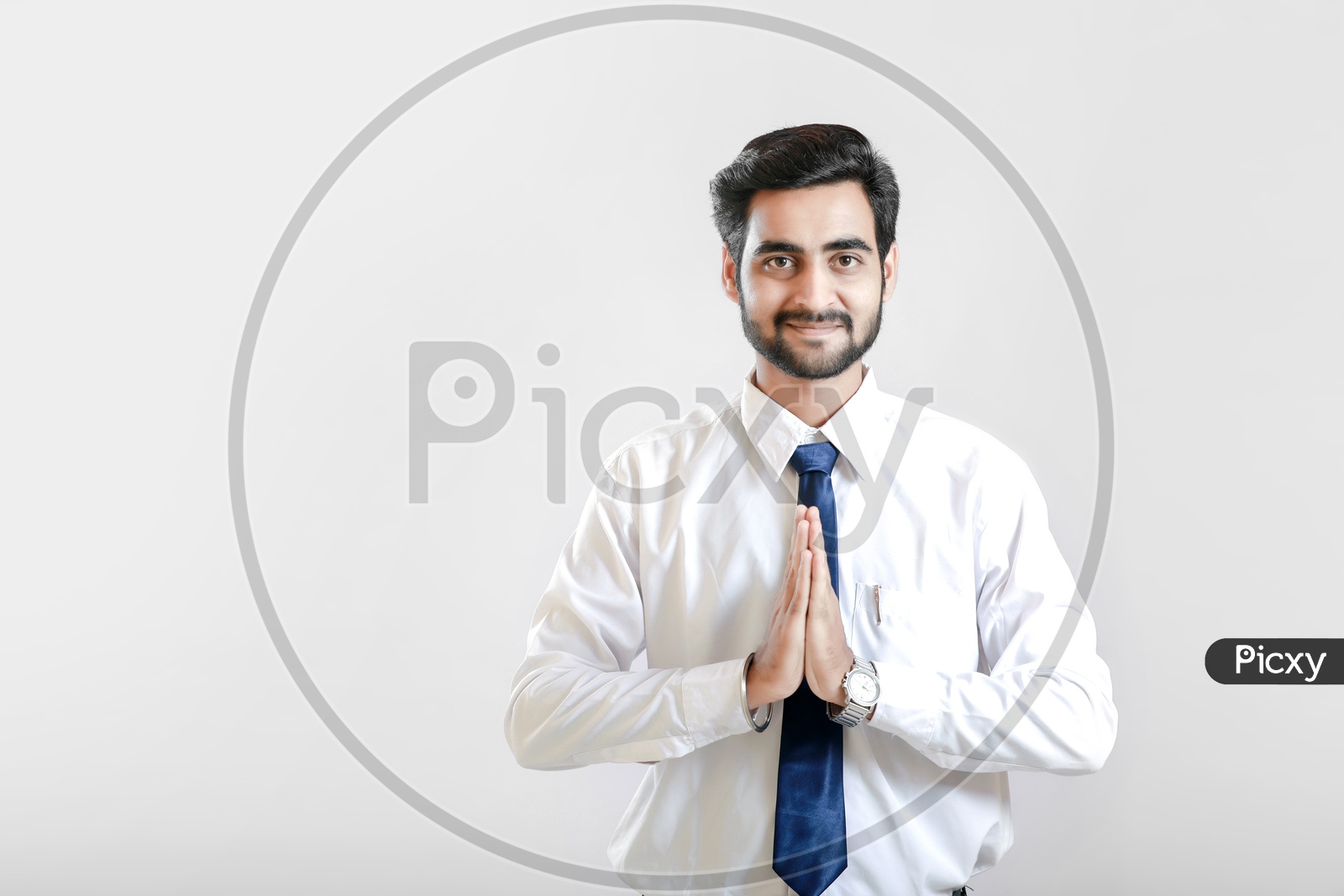 Young Indian Man Hands in Namaste Gesture