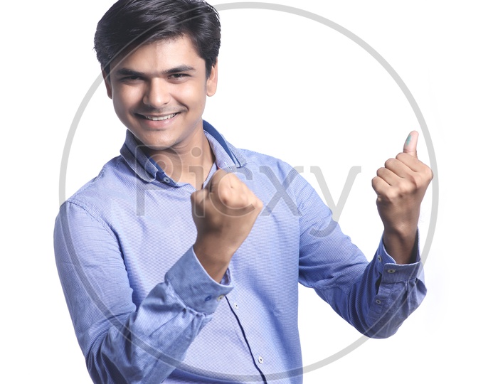 Young Indian College Student, Indian Male Model on White Background
