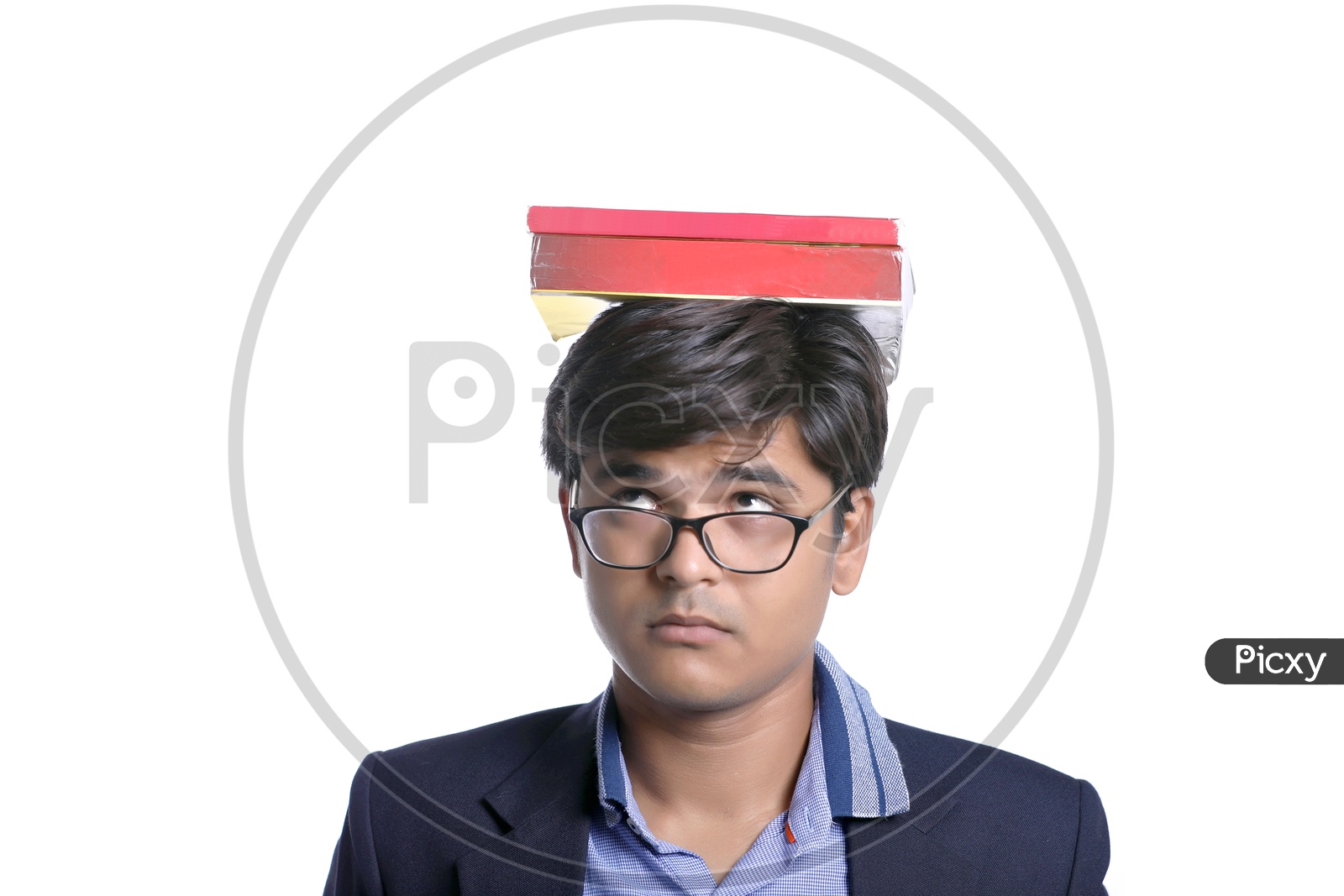 Young Indian College Student with Books, Indian Male Model on White Background