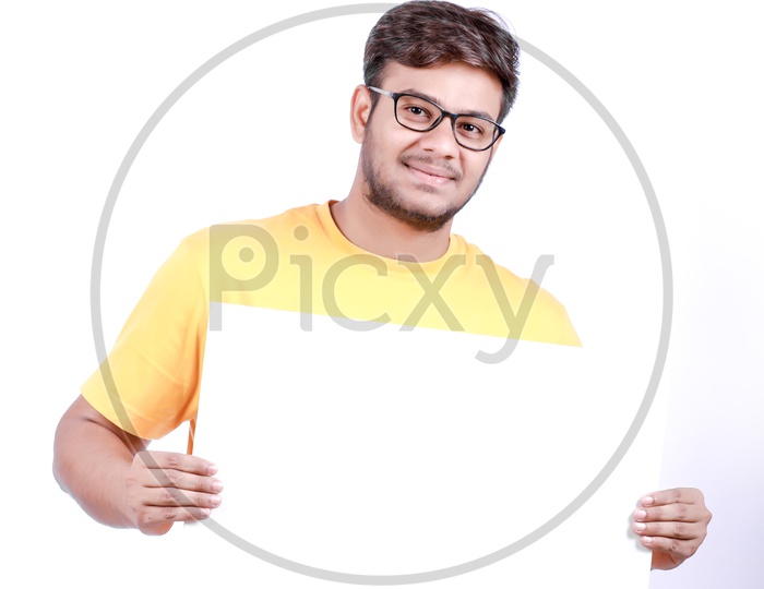 Young Indian Model Showing Blank Poster