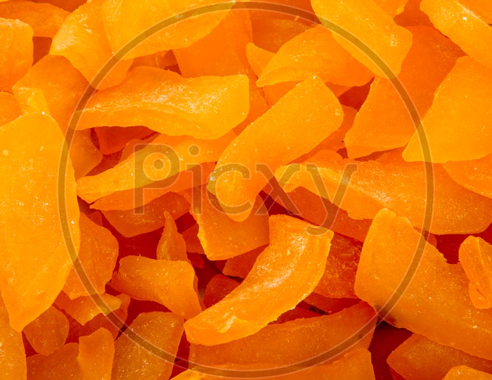 Dried Mango Slices Composition Shot Forming a Background