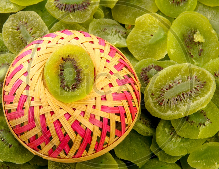 Dry Kiwi Fruit in a Basket