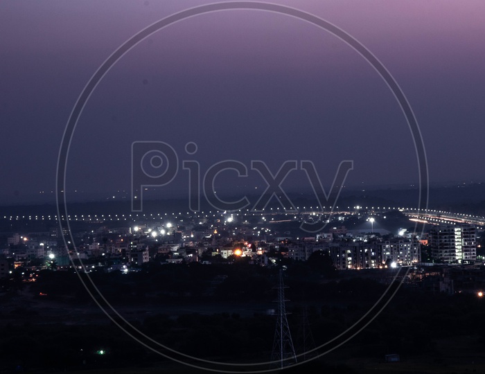 Hyderabad Outer Ring Road View From Kajaguda Hills / ORR In Nights Scape View from Kajaguda hills