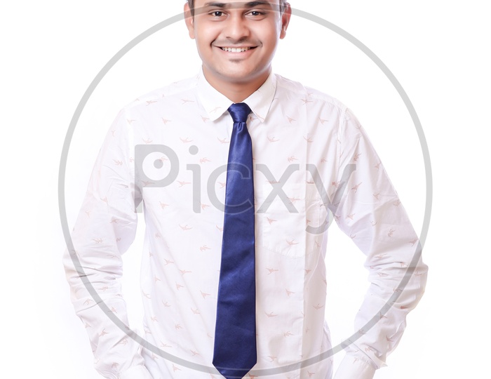 Portrait Of A Confident Youngman in Formalwear  On An Isolated  White  Background