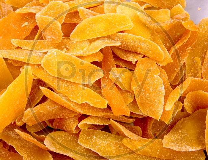 Dried Mango Slices Composition Shot Forming a Back Ground
