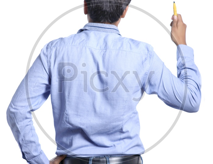 Indian Man with Marker Pen and Writing