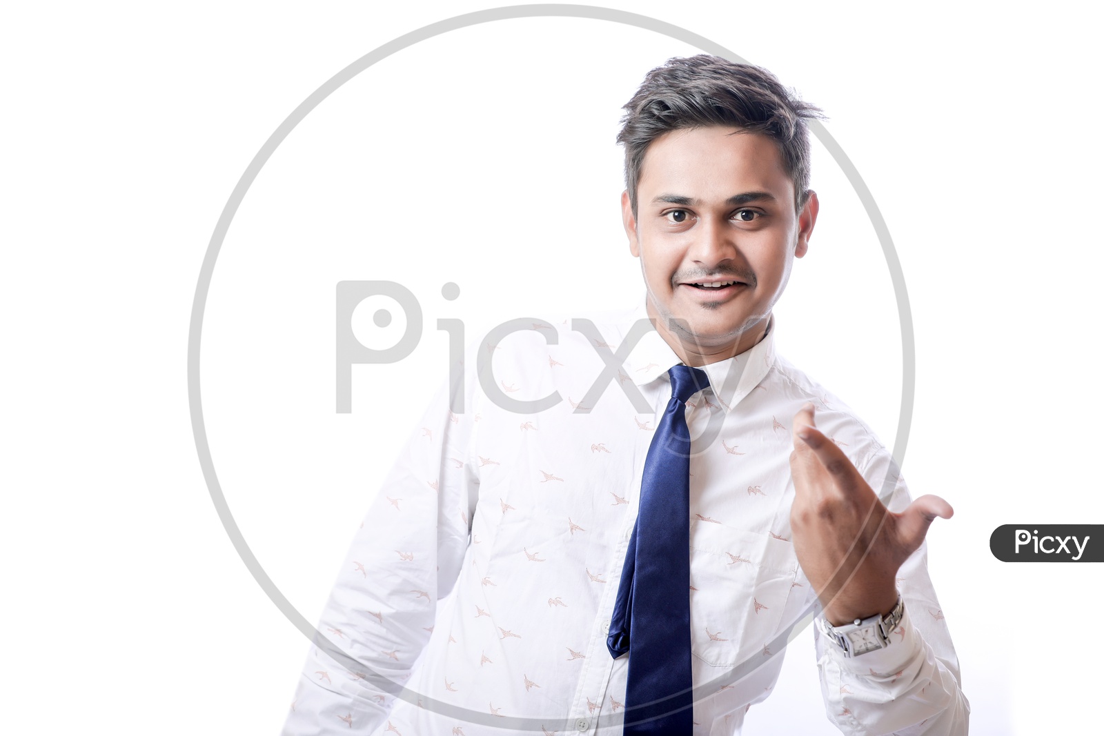 Portrait Of A Confident Youngman in Formalwear  With Expression and looking to Camera With White  Background
