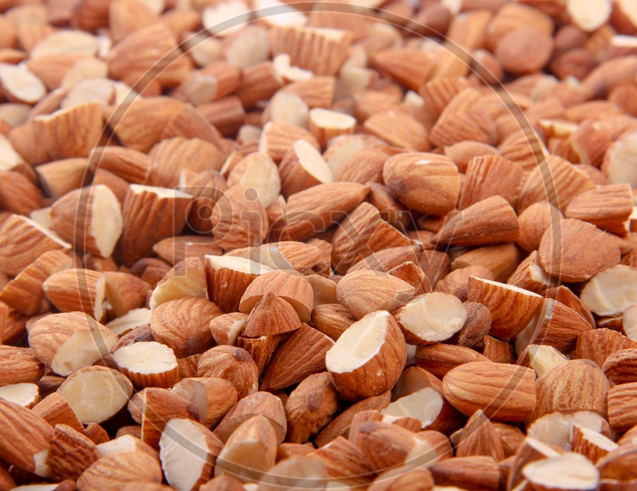Sliced Almonds Situated Arbitrarily
