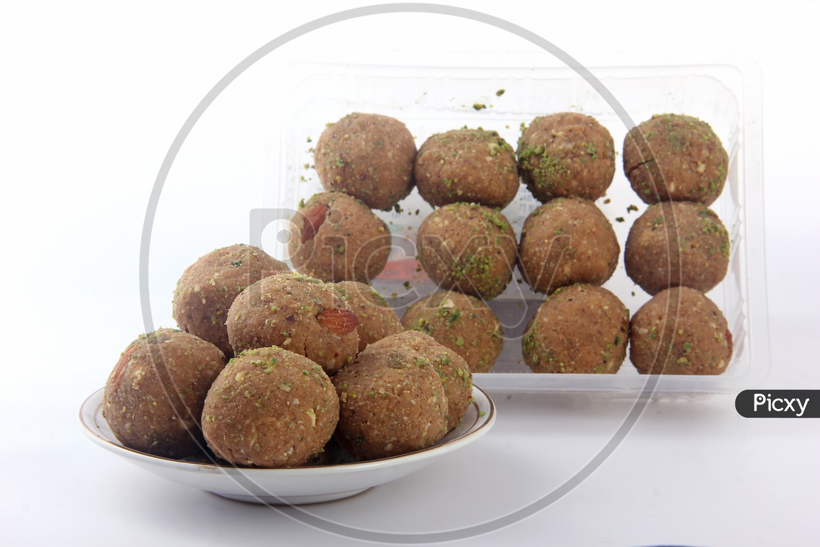 Laddu in a bowl with  White background  / Ladoo