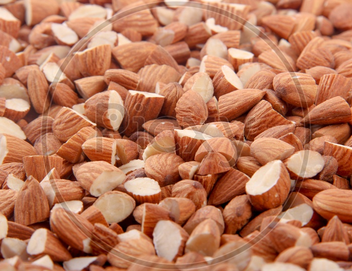Sliced Almonds Situated Arbitrarily